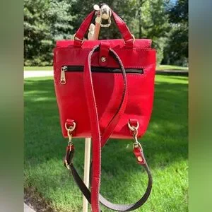 Patricia Nash Small Vatoni Red Leather Backpack Convertible Shoulder Bag PATRICIA NASH Small Vatoni Convertible Leather Backpack Bag  main image 3